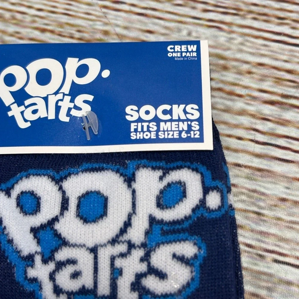 Pop-Tarts Mens Crew Socks Navy Blue Graphic‎ Food Novelty Shoe Size 6-12 NWT